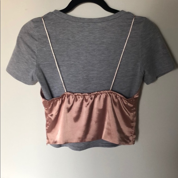 Crop shirt with satin bralette attached. - Picture 2 of 3
